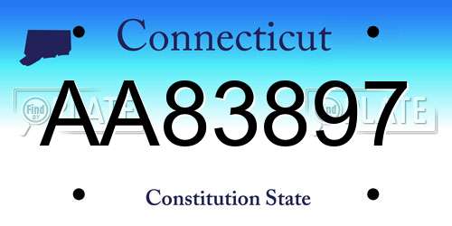AA83897 Connecticut License Plate