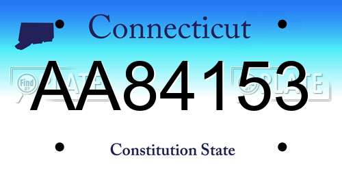 AA84153 Connecticut License Plate