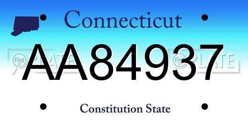 AA84937 Connecticut License Plate