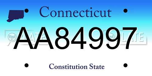 AA84997 Connecticut License Plate