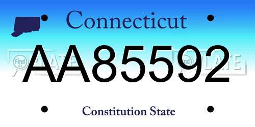 AA85592 Connecticut License Plate
