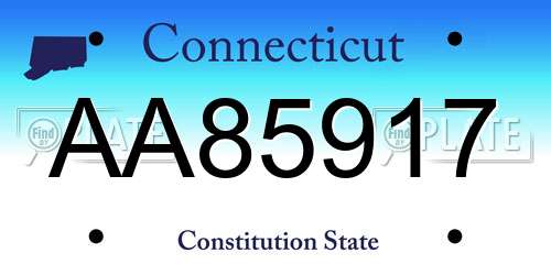 AA85917 Connecticut License Plate