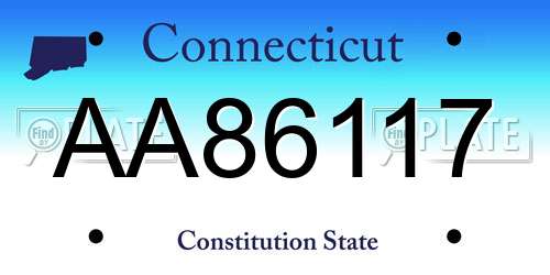 AA86117 Connecticut License Plate
