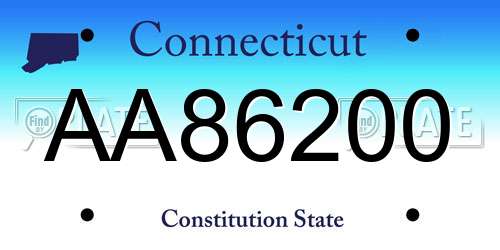 AA86200 Connecticut License Plate