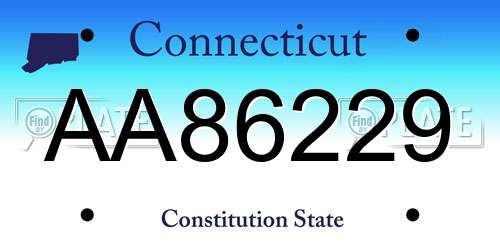 AA86229 Connecticut License Plate