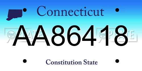 AA86418 Connecticut License Plate