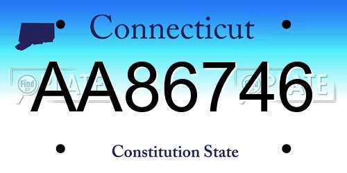AA86746 Connecticut License Plate