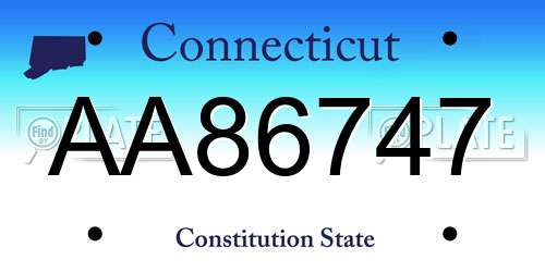 AA86747 Connecticut License Plate