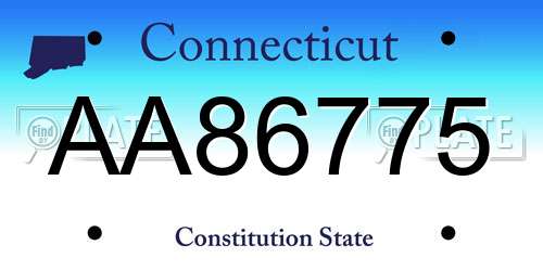 AA86775 Connecticut License Plate