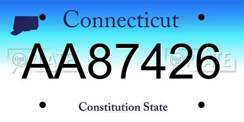 AA87426 Connecticut License Plate