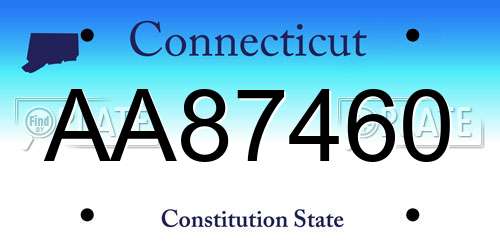 AA87460 Connecticut License Plate