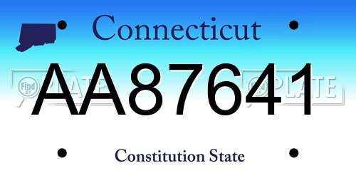 AA87641 Connecticut License Plate