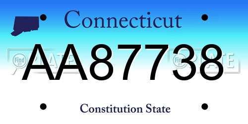 AA87738 Connecticut License Plate