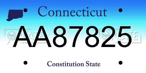 AA87825 Connecticut License Plate