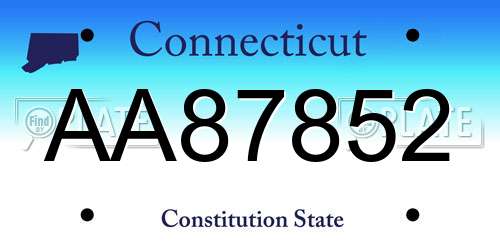 AA87852 Connecticut License Plate