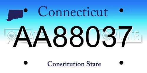 AA88037 Connecticut License Plate