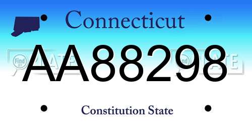 AA88298 Connecticut License Plate