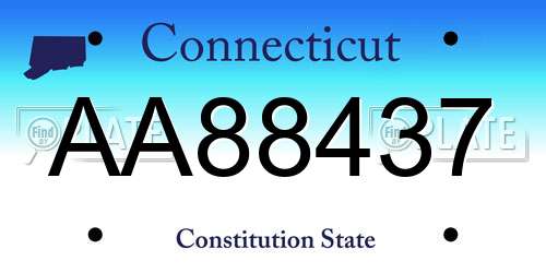 AA88437 Connecticut License Plate