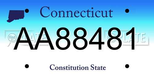 AA88481 Connecticut License Plate