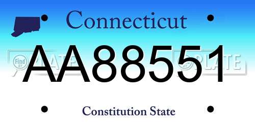 AA88551 Connecticut License Plate