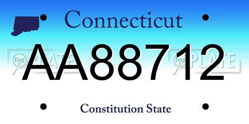 AA88712 Connecticut License Plate