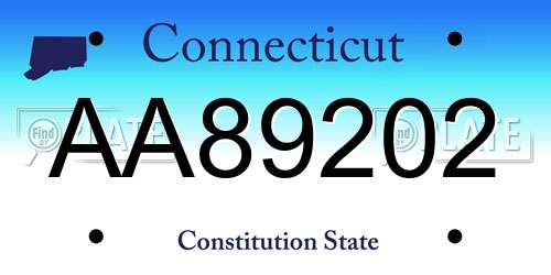 AA89202 Connecticut License Plate
