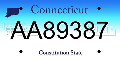 AA89387 Connecticut License Plate