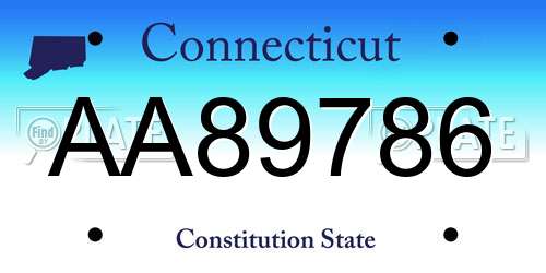 AA89786 Connecticut License Plate