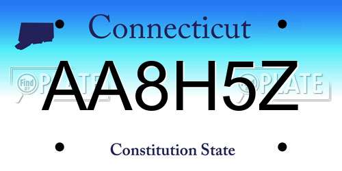 AA8H5Z Connecticut License Plate