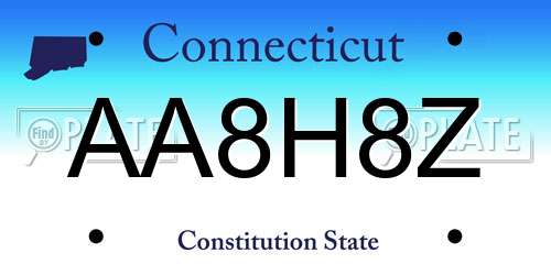 AA8H8Z Connecticut License Plate