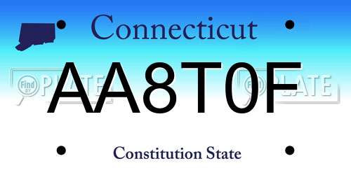 AA8T0F Connecticut License Plate