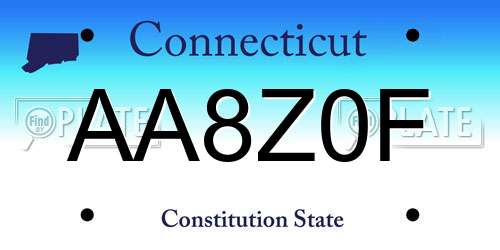 AA8Z0F Connecticut License Plate
