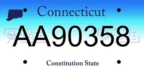 AA90358 Connecticut License Plate