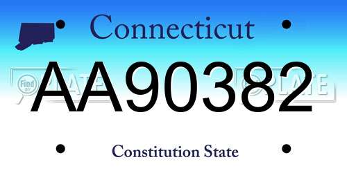 AA90382 Connecticut License Plate