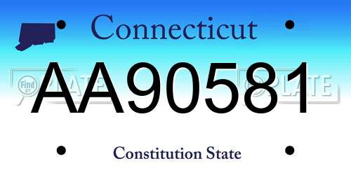 AA90581 Connecticut License Plate