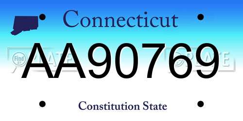 AA90769 Connecticut License Plate