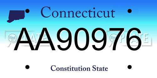 AA90976 Connecticut License Plate