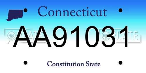 AA91031 Connecticut License Plate