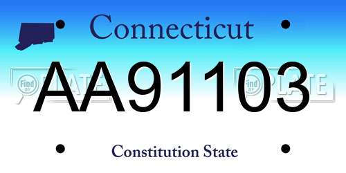 AA91103 Connecticut License Plate