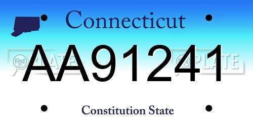 AA91241 Connecticut License Plate