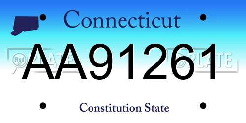 AA91261 Connecticut License Plate