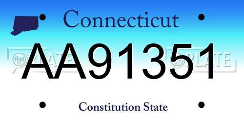 AA91351 Connecticut License Plate