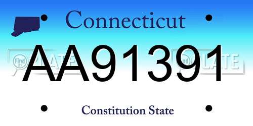 AA91391 Connecticut License Plate