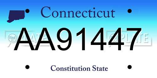 AA91447 Connecticut License Plate