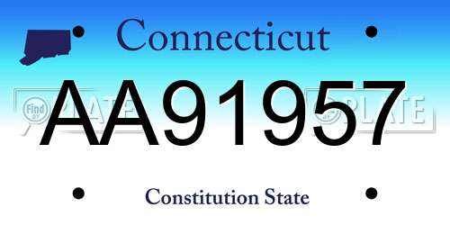AA91957 Connecticut License Plate