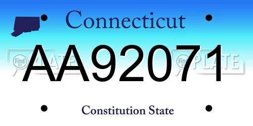 AA92071 Connecticut License Plate