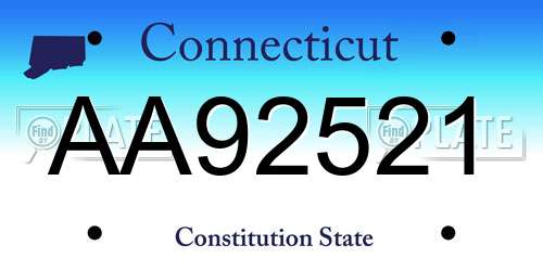 AA92521 Connecticut License Plate