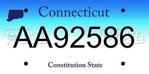 AA92586 Connecticut License Plate