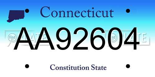 AA92604 Connecticut License Plate