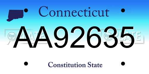 AA92635 Connecticut License Plate